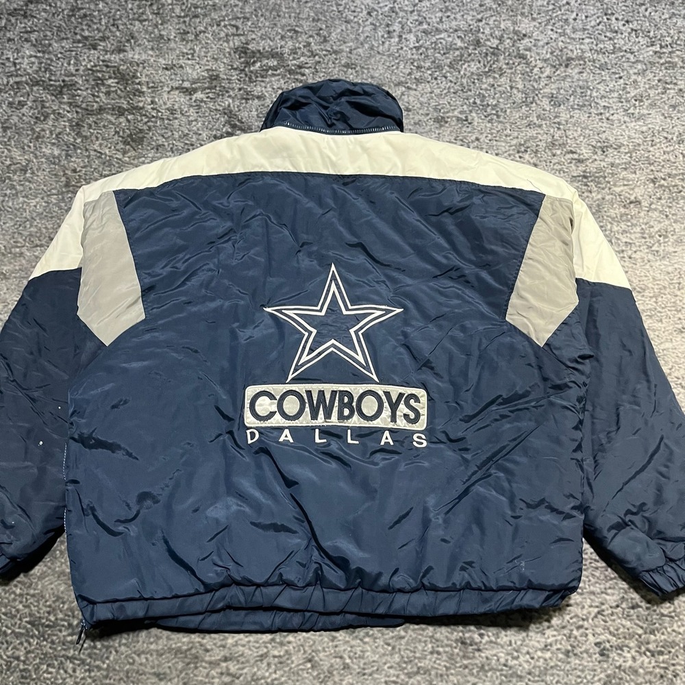 Vintage Dallas Cowboys Hooded Puffer‎ Jacket Mens XL Blue NFL Embroidered 90s - Picture 6 of 13